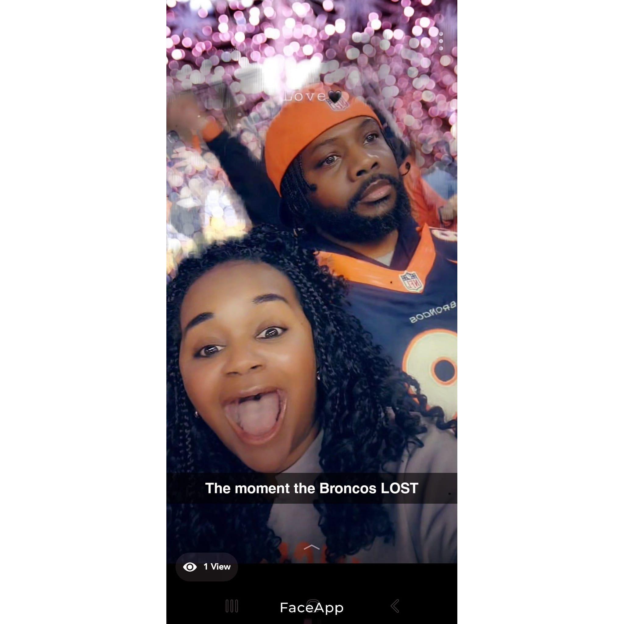 We went to see the Cincinnati Bengals (Channelle's team) and the Denver Broncos play.. This is the moment that the Bronco's lost.