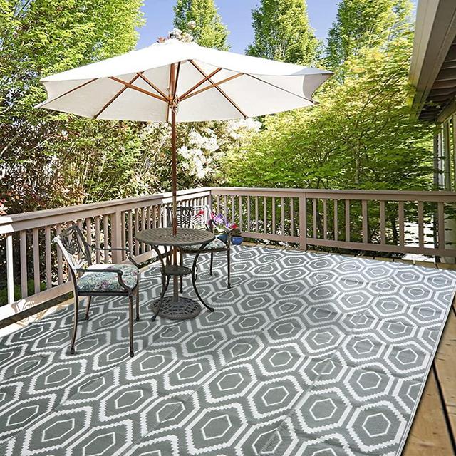 Outdoor Camping Rugs, 9' x 12’ Rug Patios Clearance Plastic Straw Rug Weatherproof Reversible Mats, Large Floor Mat and Rug for Outdoors, RV, Patio, Backyard, Deck, Picnic, Beach, Trailer, Camping
