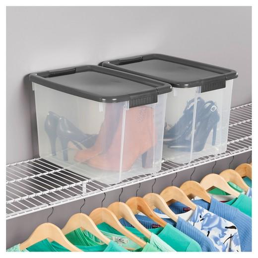 Sterilite® Ultra™ 30 Qt Clear Storage Tote - Clear with Gray Lid