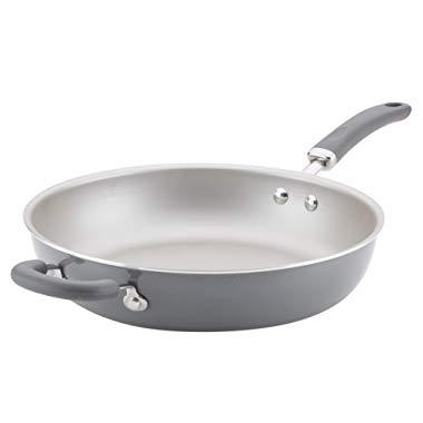 Rachael Ray 12006 Create Delicious Deep Nonstick Frying Pan / Fry Pan / Skillet - 12.5 Inch, Gray