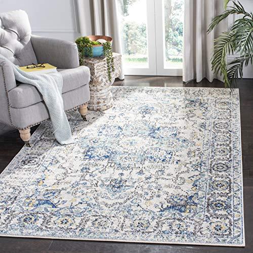 Safavieh Madison Collection MAD603K Vintage Medallion Distressed Area Rug, 8' x 10', Turquoise/Ivory