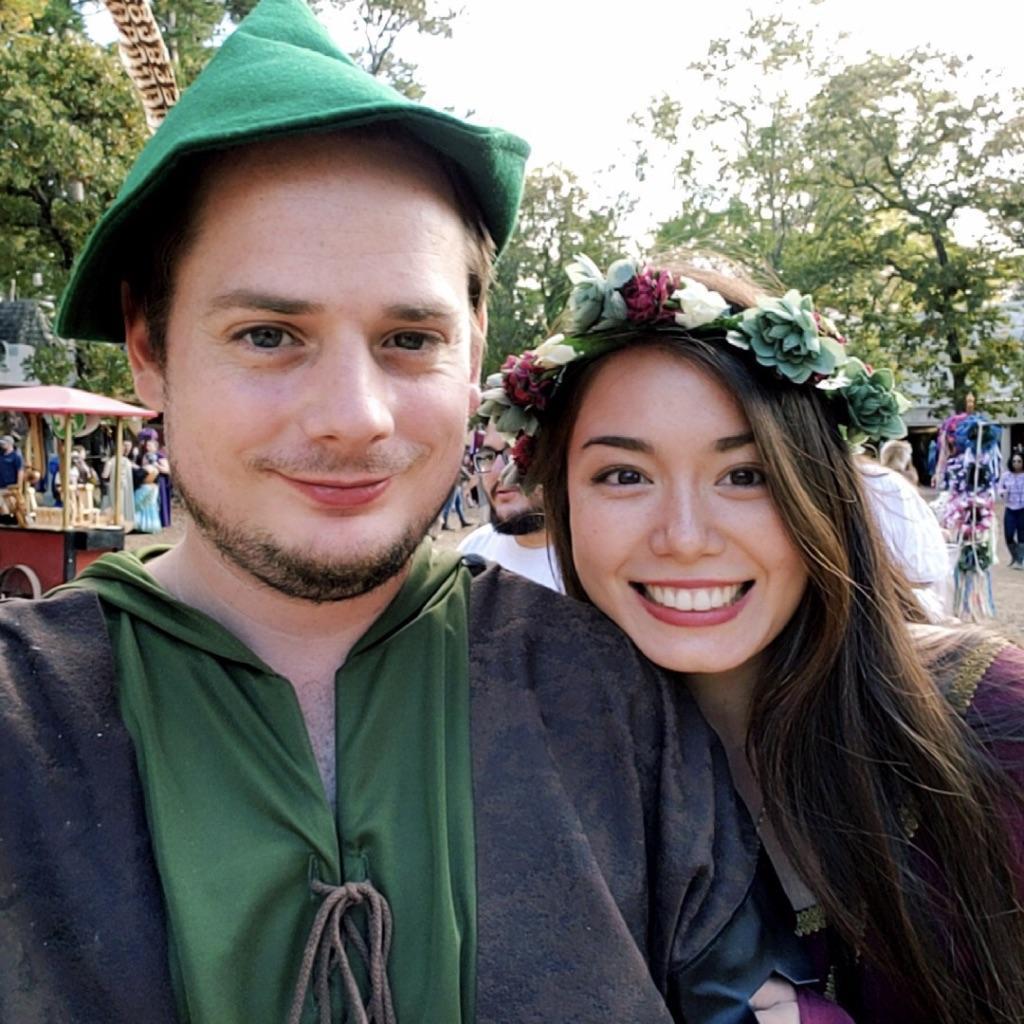 My face when David buys me flower crowns and food at RenFest :)