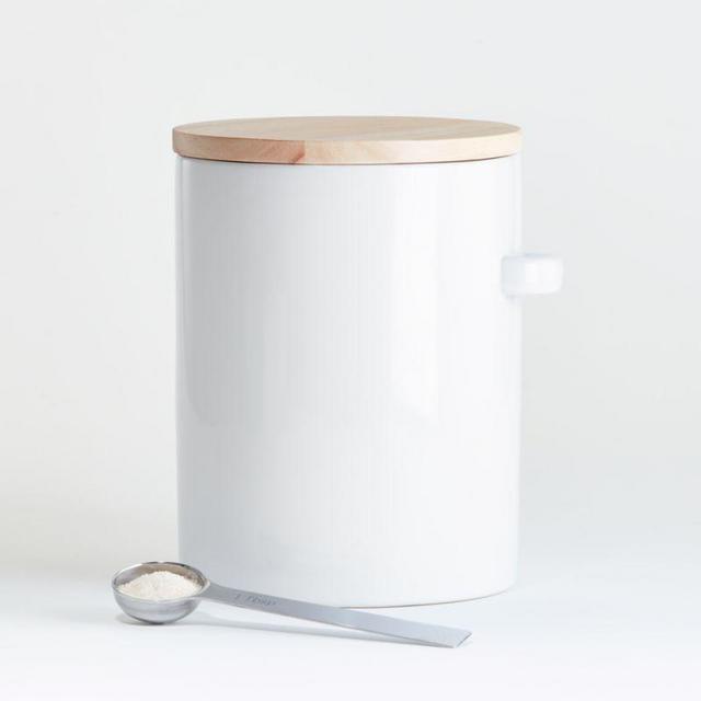 Large White Canister with Scoop