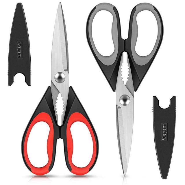 Kitchen Shears, iBayam 2-Pack Kitchen Scissors Heavy Duty Meat Scissors, Dishwasher Safe Cooking Scissors, Multipurpose Stainless Steel Sharp Utility Food Scissors for Chicken, Poultry, Fish, Herbs