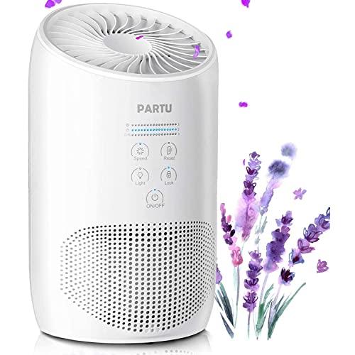 PARTU HEPA Air Purifier - Smoke Air Purifiers for Home with Fragrance Sponge - 100% Ozone Free, Lock Set, Eliminates Smoke, Dust, Pollen, Pet Dander, (Available for California)-White