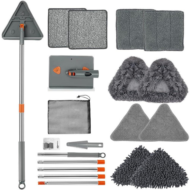 Loebelle Wall Cleaner Mop with Long Handle 76 Inch, Baseboard Cleaner Tool Duster with Extension Pole, 360° Rotatable Wall Mop Ceiling Cleaning Tool with 10 Replacement Pads for Wall, Floor