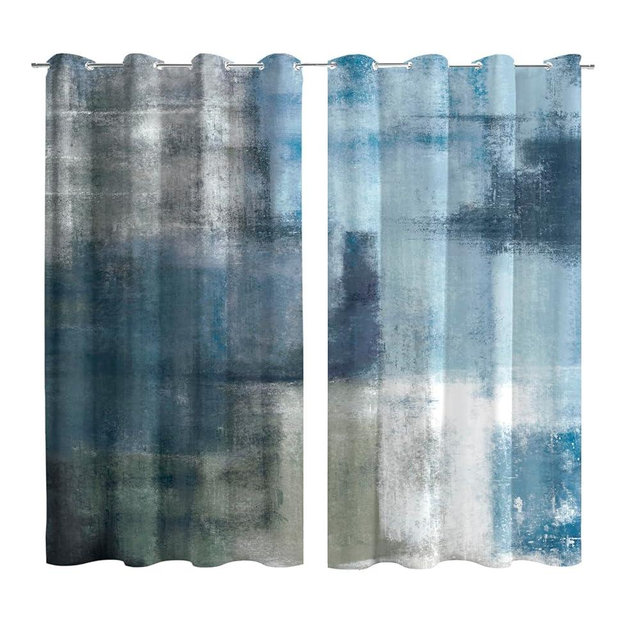 Asuexpect Dusty Blue Abstract Curtains 2 Panels Set Navy Grey Geometric Curtain Modern Chic Window Treatments Decorative for Farmhouse Living Room Bedroom Window 50% Darkening Curtain 52x72 Inch