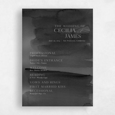 Charcoal, Grey Wedding Program - Loreto