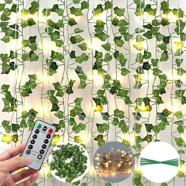 84 Ft 12 Pcs Artificial Ivy Garland Fake Vines with 80 LED String Light and Remote Control JACKYLED Hanging Garland for Aesthetic Room Kitchen Garden Bedroom Office Wedding Party Wall Decor