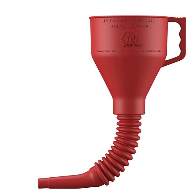 TEC Products FlexAll Funnel - Flexible Rubber Funnel with Handle, Multiple Sizes and Colors, Made in The USA (Large, Red)