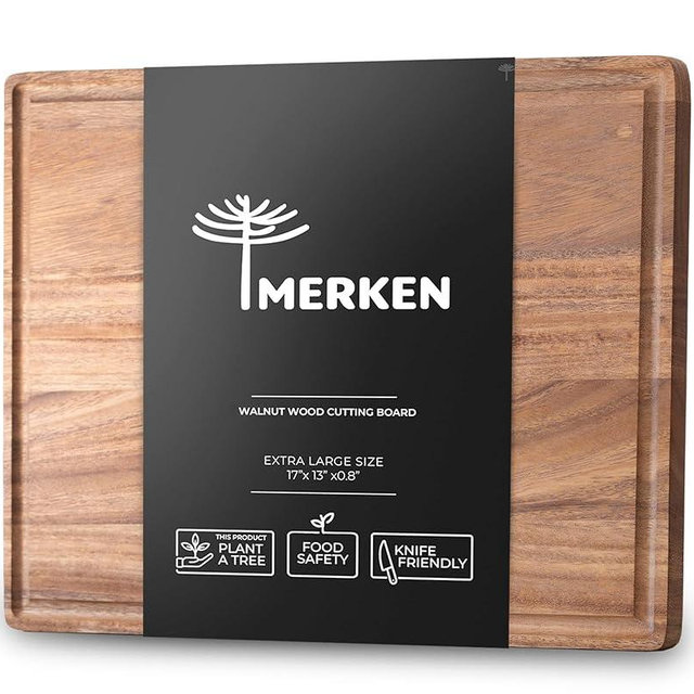 Walnut Wood Cutting Board – XL Butcher Block – Extra Large Reversible Chopping Board with Juice Groove – For Meat, Cheese, Veggies, Charcuterie – Knife Friendly Kitchen Essential