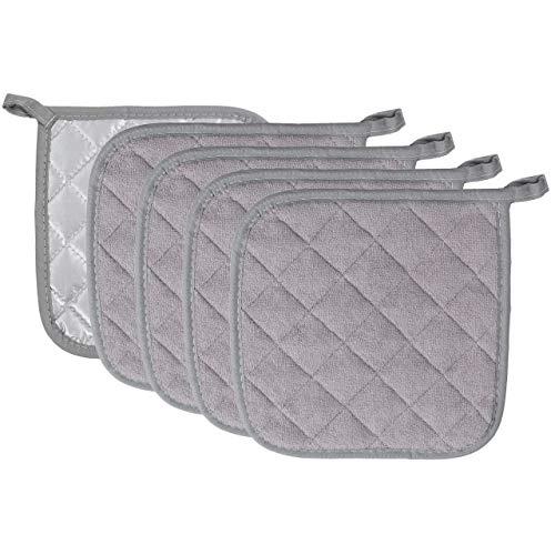 Pot Holders Cotton Made Machine Washable Heat Resistant Potholder, Pot Holder, Hot Pads, Trivet for Cooking and Baking (5, Grey)