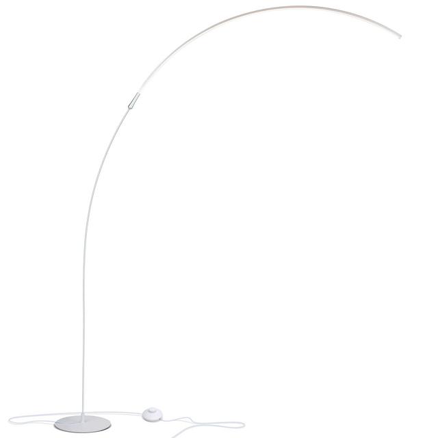 Brightech Sparq Arc LED Floor Lamp - Modern Over The Sofa Living Room Light - Warm White Arch Lighting for Bedrooms or Offices - Dimmable Minimalist Pole Downlight – Silver
