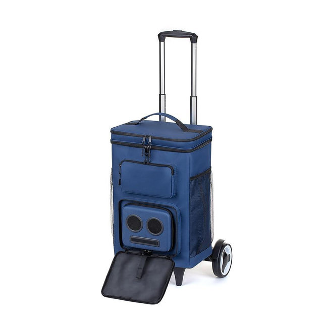 The #1 Rolling Cooler with Speakers on Amazon. 20-Watt Bluetooth Speakers for Parties/Festivals/Boat/Beach/Camping. Rechargeable, Works with iPhone & Android (Blue)