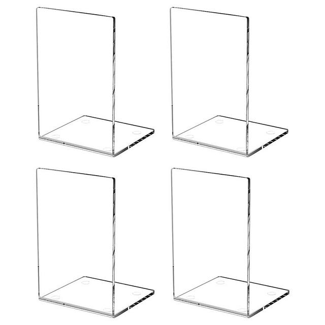 HIIMIEI Book Ends 4 Packs Clear Acrylic Non-Slip Bookends for Shelves and Desktops Transparent Book Stoppers for School Office Library, 7.3×4.7×4.7inch