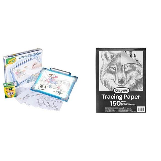 Crayola Light Up Tracing Pad Blue, Toys, Gift for Boys & Girls, Ages 6+ & Tracing Paper 8 1/2” X 11”, Great for Light Up Tracing Pad, Gift, 150Count, Multicolor, Model: