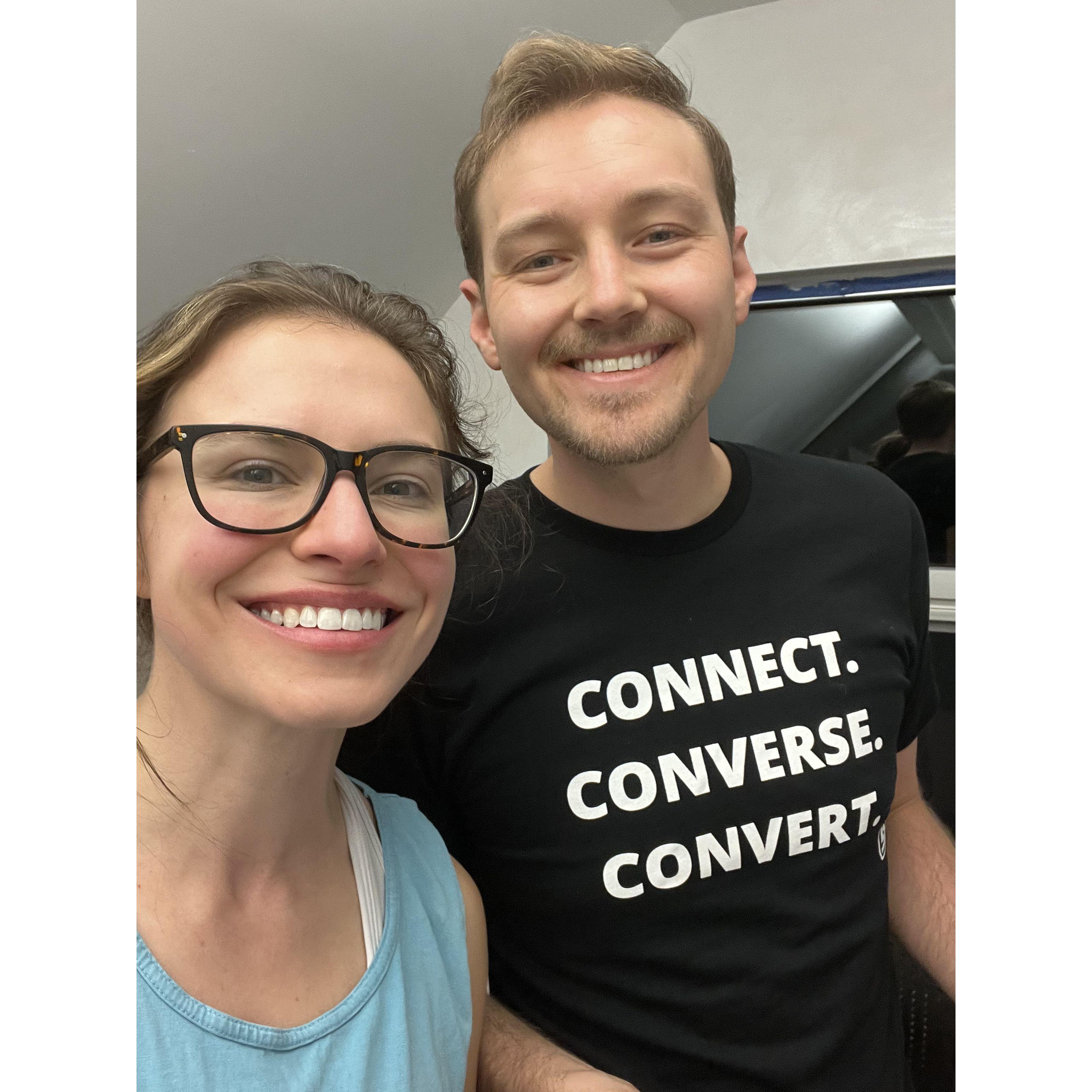 In October Will moved offices. The couple embarked on their first "home-improvement" project and painted the walls company colors over the course of a weekend.