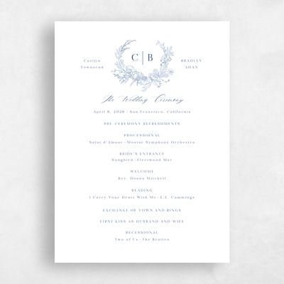 Blue Boho Wedding Program - Daphnel