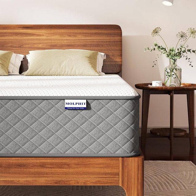 MOLPHIT Queen Mattress,12 Inch Mattress Queen Size Medium Firm, 7-Zone Hybrid Mattress in a Box, Queen Size Mattress with Memory Foam & Pocket Spring for Pressure Relief and Body Support