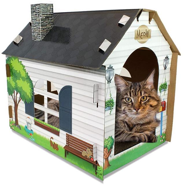 ASPCA ACC Cat House & Scratcher w/ Bonus Catnip Included