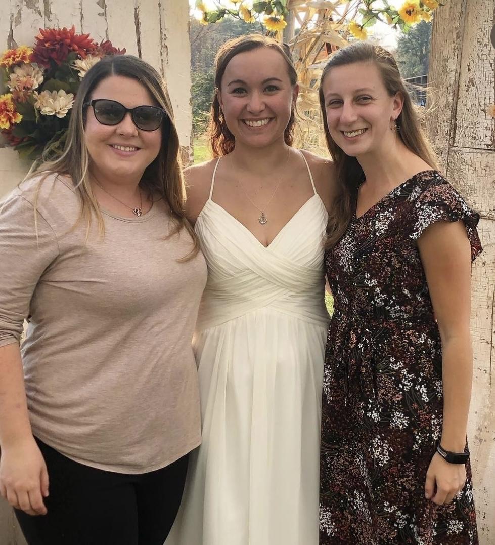 Mikayla with bridesmaids Danielle and Weeze at Weeze’s wedding.