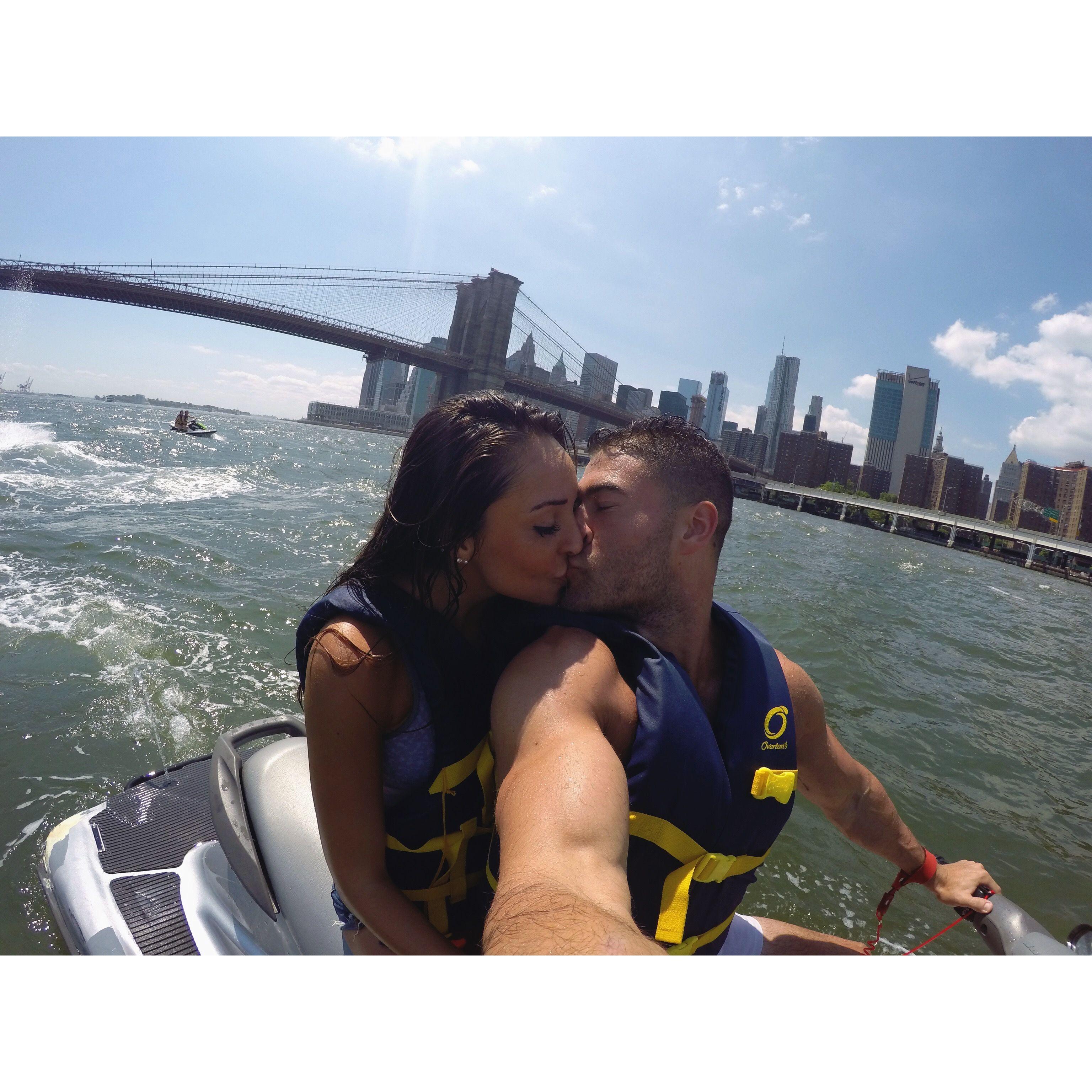 Our first date in NYC on jet skis through the NY harbor