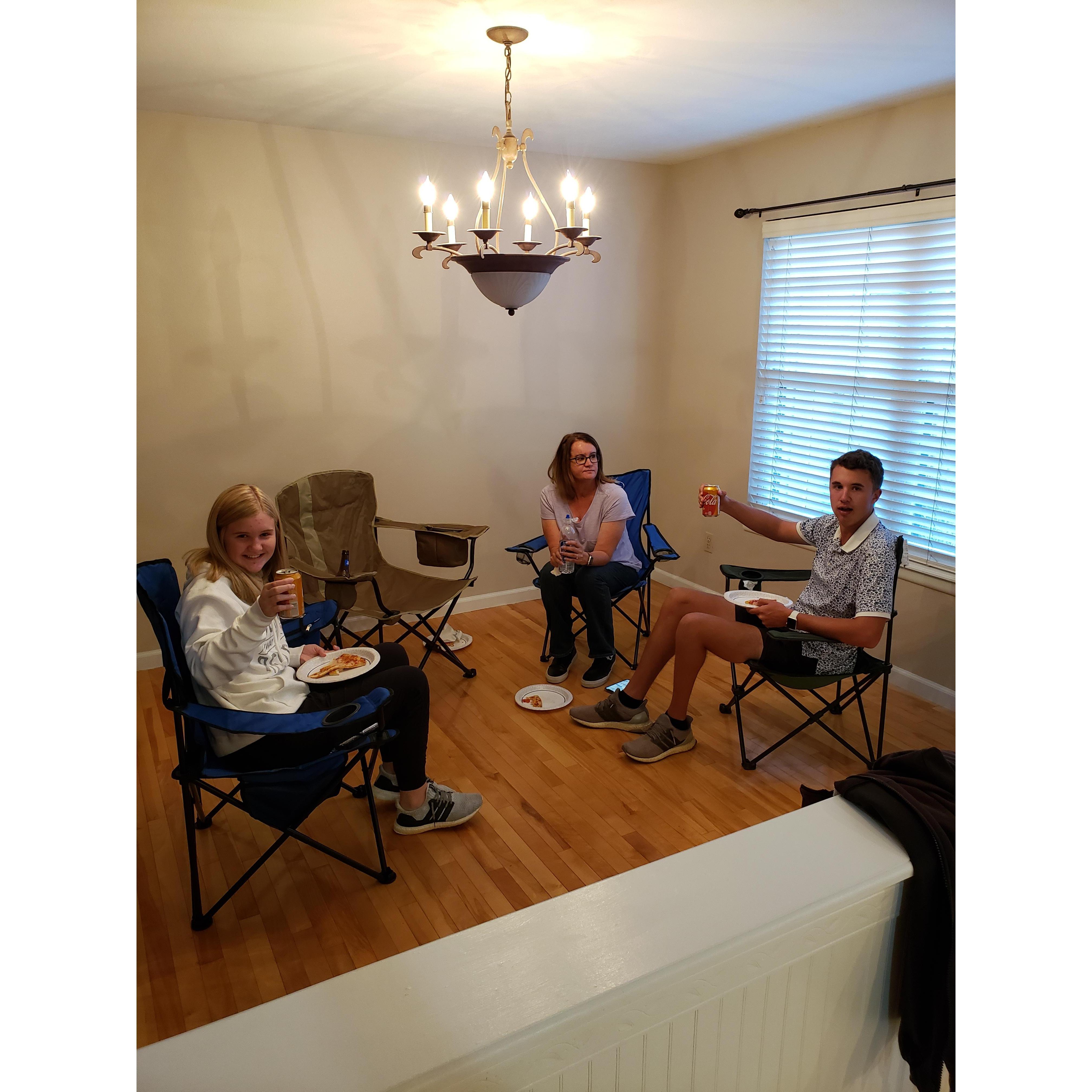 First dinner in our new house.
