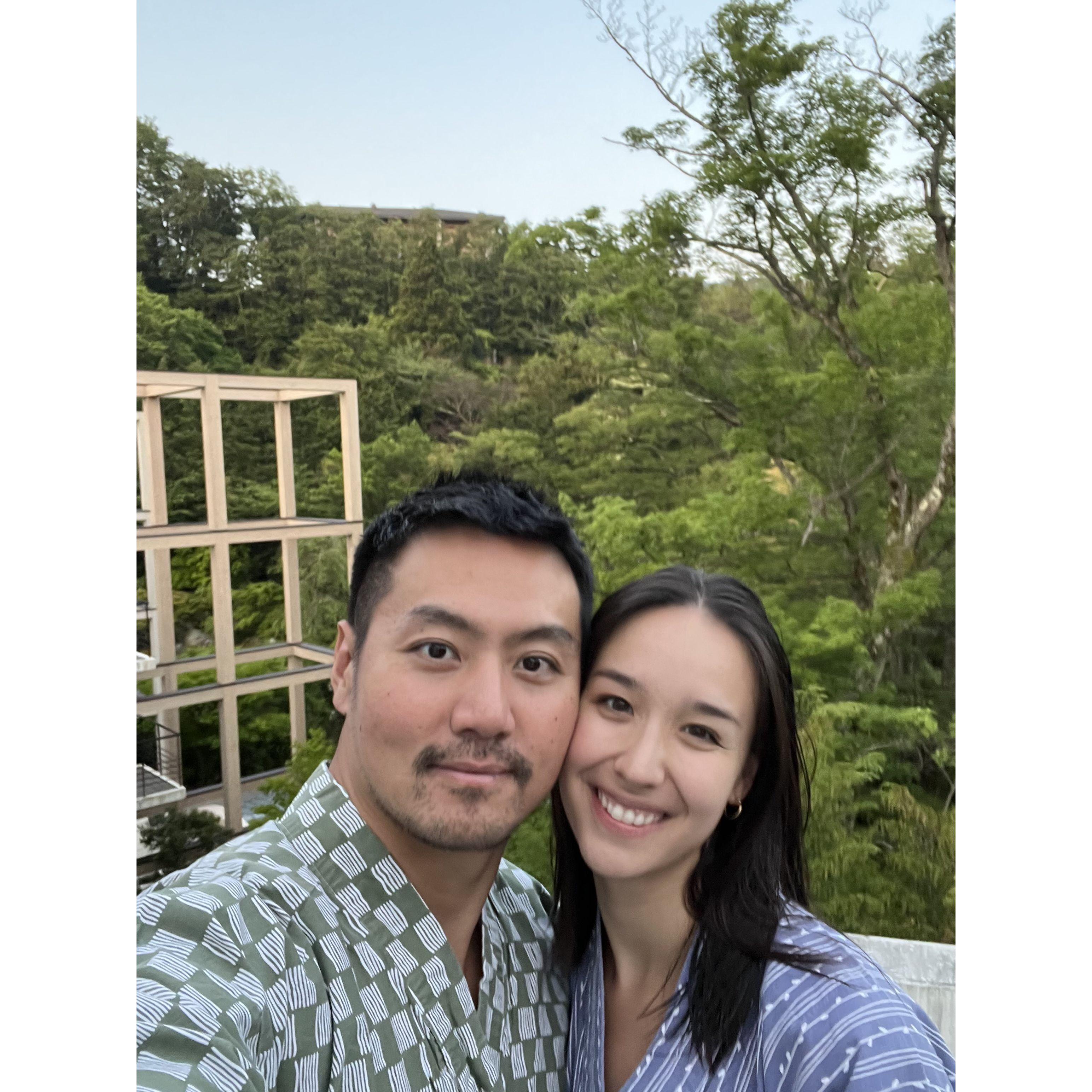 First selfie after we got engaged in Hakone, Japan!