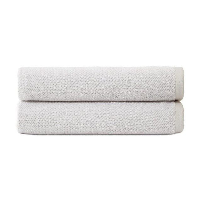 Cozy Earth Nantucket 60% Cotton 40% Viscose from Bamboo Bath Towel - 600 GSM Plush & Fast-Drying with Rice Weave Pattern - 2 Pack 30" x 58" Luxury Bath Towel - Light Grey