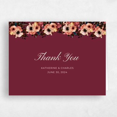 Maroon, Red Wedding Thank You - Napa