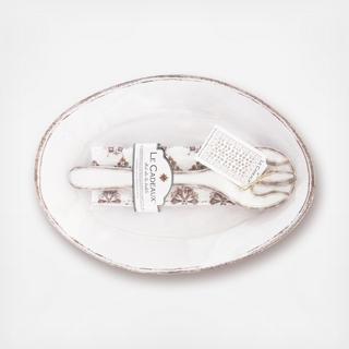 3-Piece Melamine Oval Serving Platter Antique Gift Set