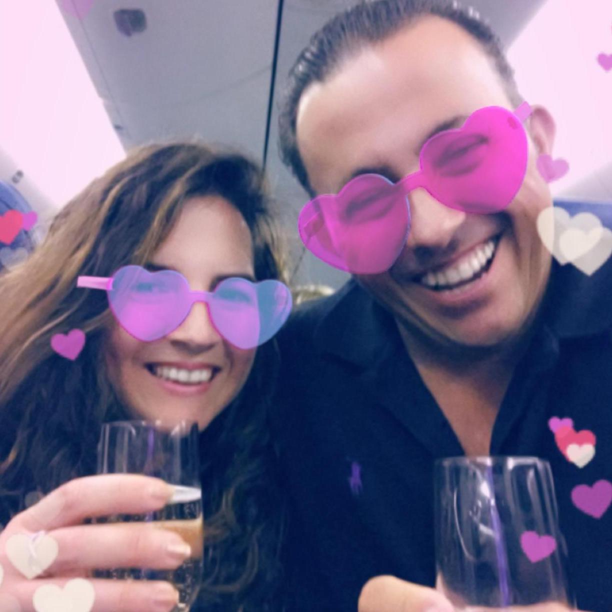 Our flight to Brazil- (Terri was clueless about getting engaged soon!!!!!)