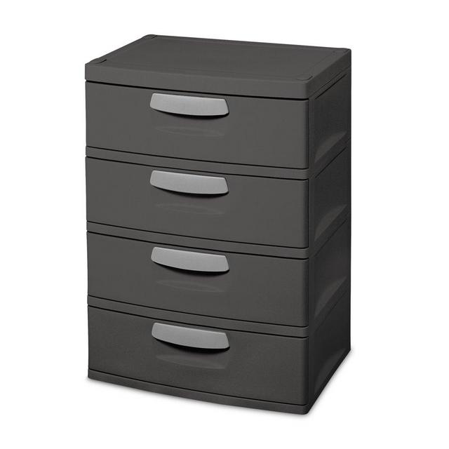 Sterilite 4 Drawer Unit Flat Gray, Plastic