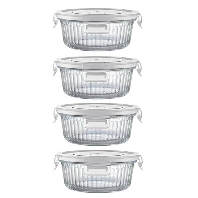 H.JSS WDJS 12oz Round Glass Meal Prep Containers with Airtight Lids, 1.5-Cup Round Glass Food Storage Containers Set, Heat-Resistant BPA-Free for Soup, Leftover, Microwave, Dishwasher, Freezer Safe