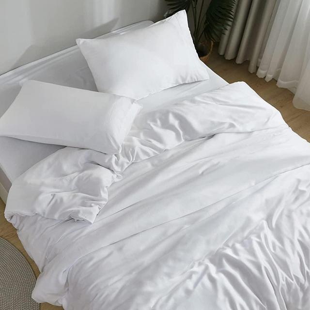 DOZ by SIJO 100% Organic Bamboo Sheet Set, Buttery Soft, Cooling for Hot Sleepers, Silky Breathable, Oeko-TEX, High GSM, 16" Deep Pockets - 3pc - 2 Pillowcases 1 Fitted Sheet (Snow, King)