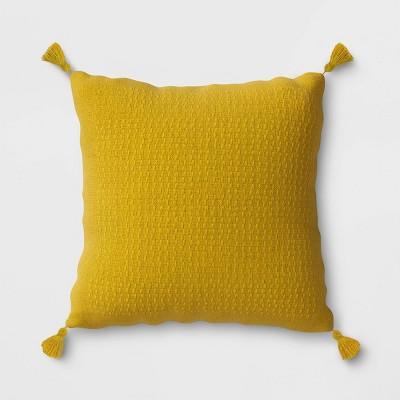 Woven Tasseled Outdoor Throw Pillow Yellow - Opalhouse™