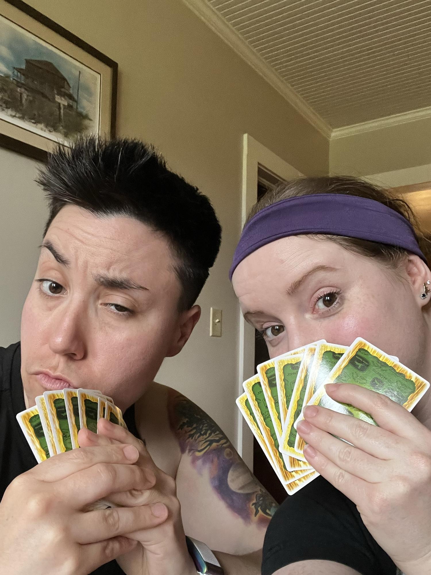 Working on our Gin Rummy skills.