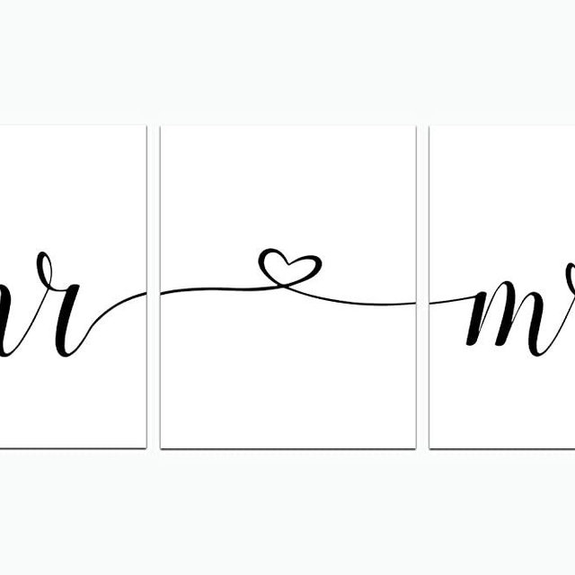 Set of 3 Romantic Mr and Mrs Husband and Wife Couples Headboard Bedroom Wall Arts Decor Decor 8X10 inch no framed