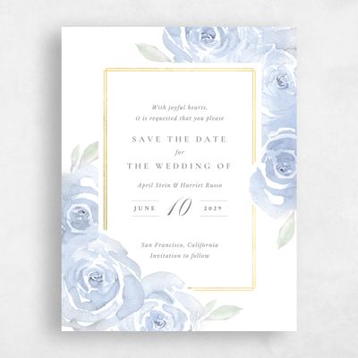 Blue Wedding Save the Date - Roana Portrait Foil