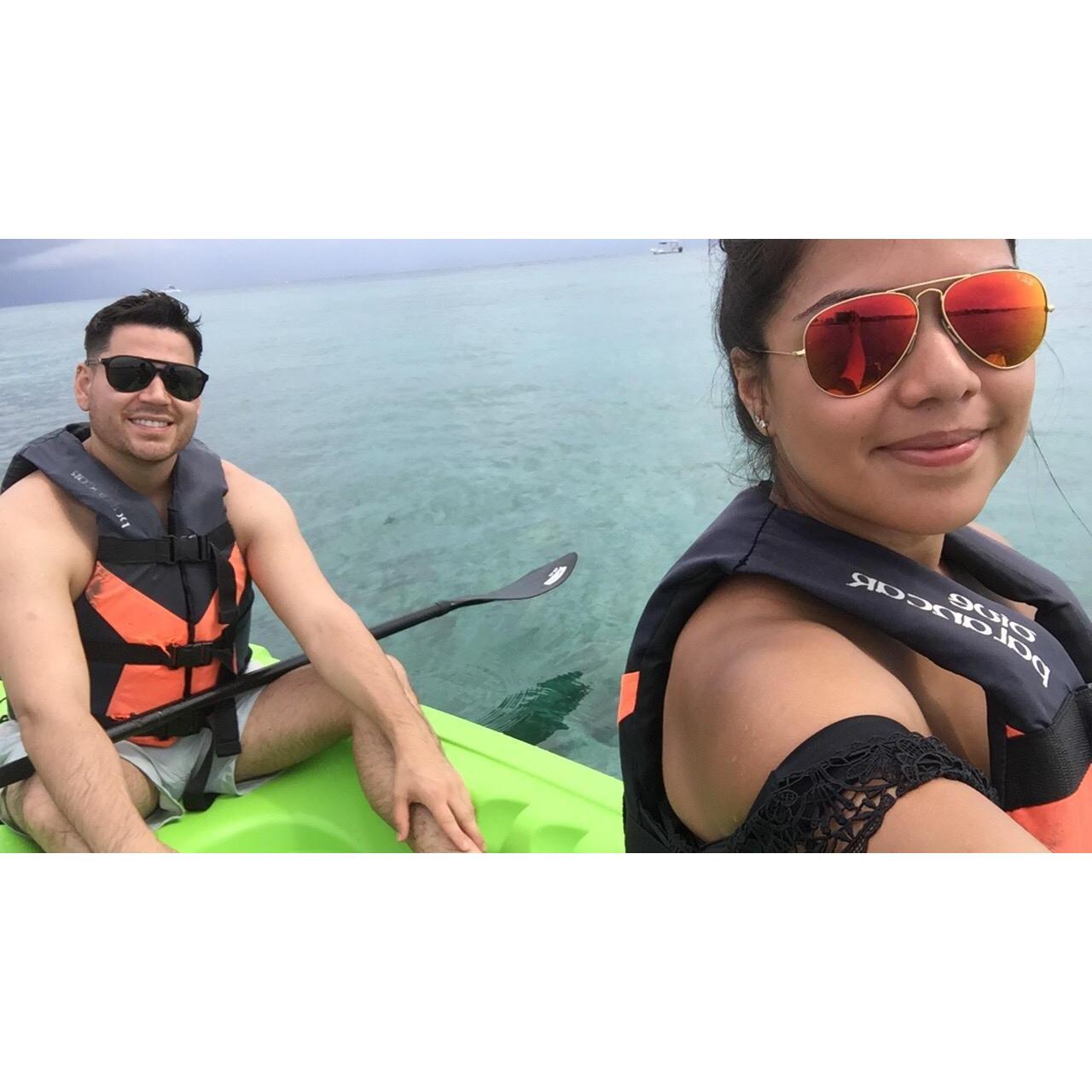 right before Tory fell off the kayak