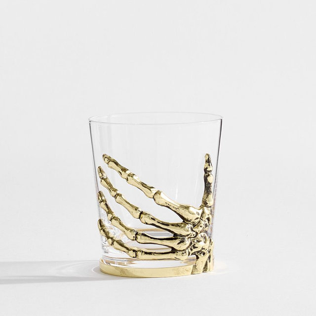 Skeleton Double Old Fashioned Glasses, Set of 4 - Brass