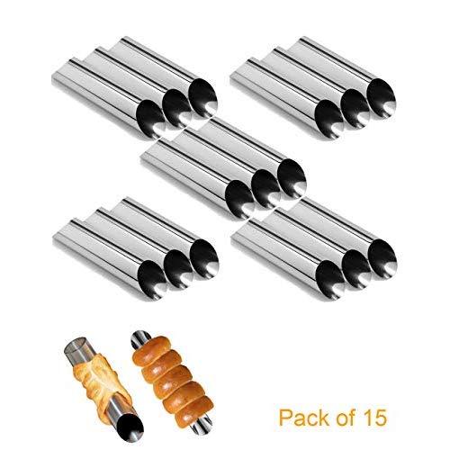 Cannoli Tubes, EUICAE 5 inch Large Stainless Steel Cannoli Forms Non-stick cream horn Danish Pastry Molds for Croissant Shell Cream Roll Pack of 15