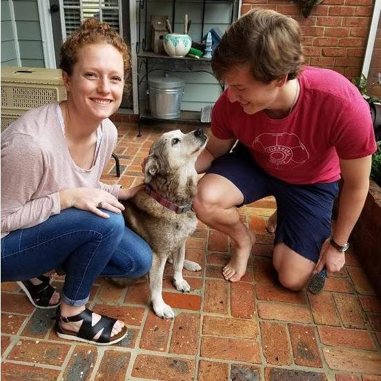 Caroline and Cam with Cam's dog Mattie