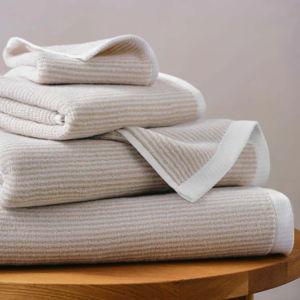 Plush Turkish Cotton Bath Towels (x2) ( in color: Striped Pebble)