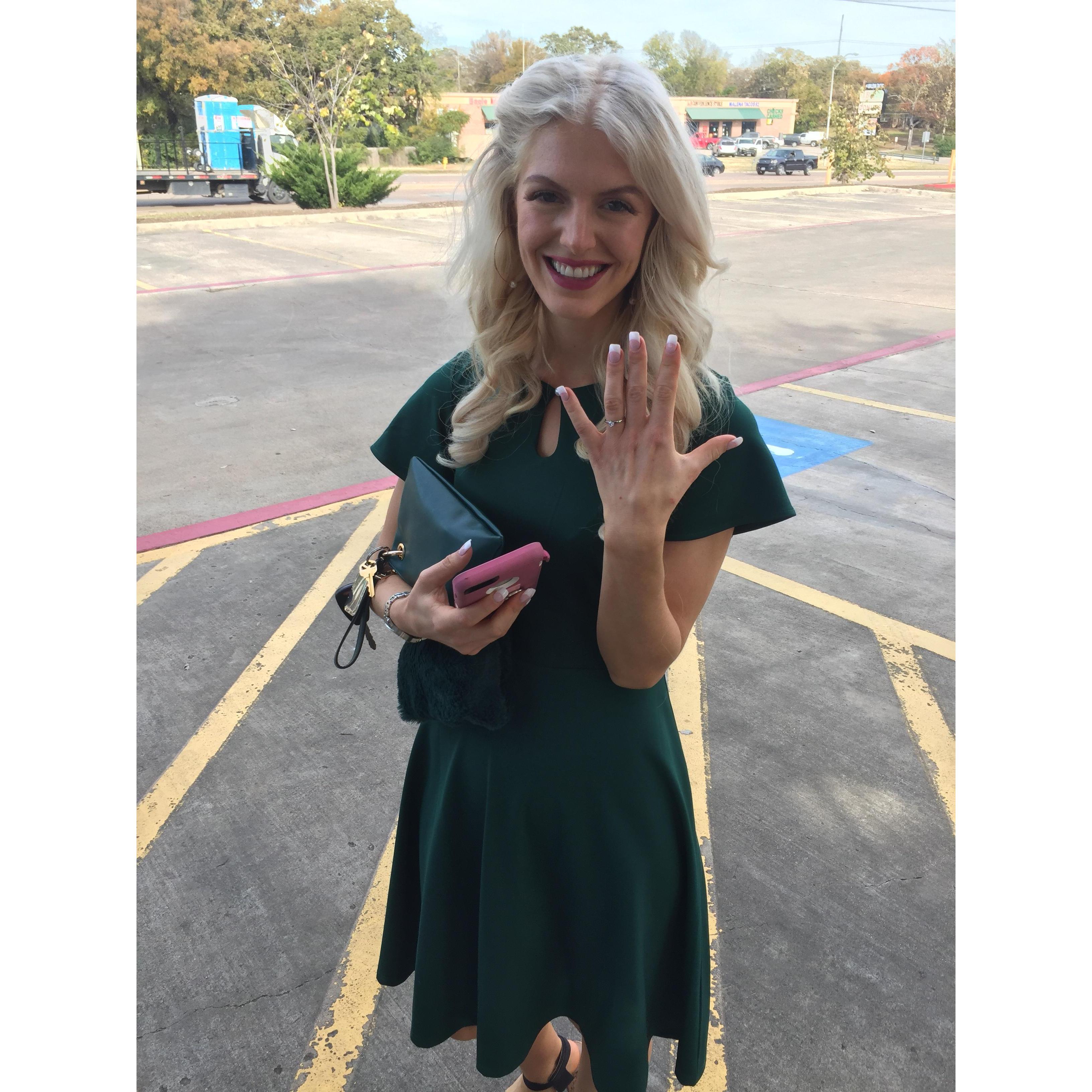 Robi took this pic right after leaving Mater Dei where he proposed! I'm so glad he thought to take this so we can remember!