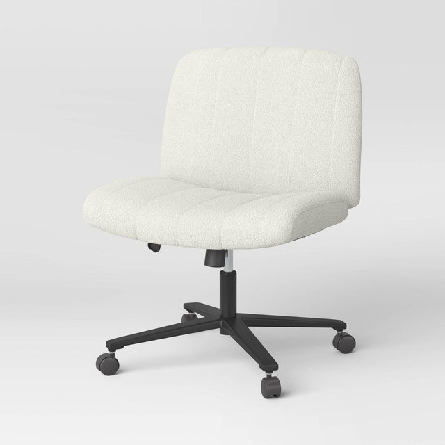 Upholstered Criss Cross Armless Office Chair with Metal Swivel Base - Room Essentials™