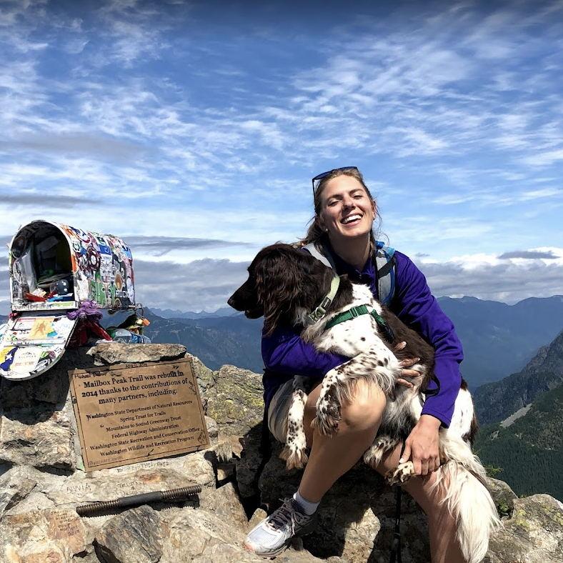 May and Auggie on top of Mailbox Peak in the Cascade Mountains. 2020.