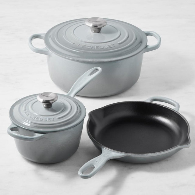 Le Creuset Signature Enameled Cast Iron 5-Piece Cookware Set, French Grey