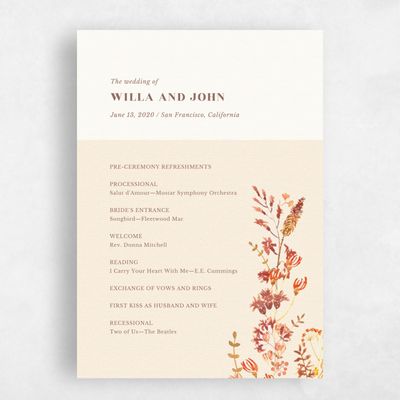 Cream, Beige Wedding Program - Gramercy