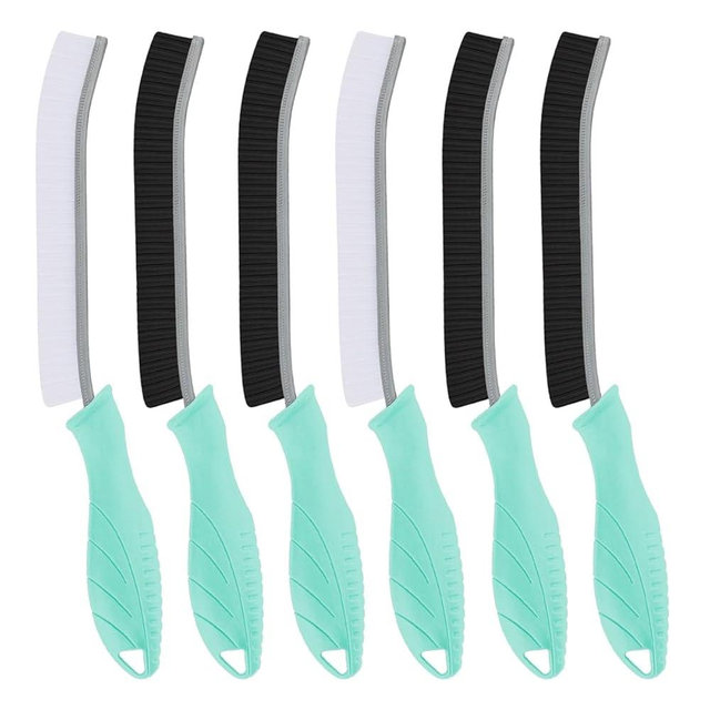 TQRR Hard Bristle Crevice Cleaning Brush-Thin Gap Scrub Brush, Small Cleaning Brush, Grout Brush, Kitchen Brush, Cleaning Tools for Toilet, Bathroom, Sink, Home, Household, Window (6, Mint)
